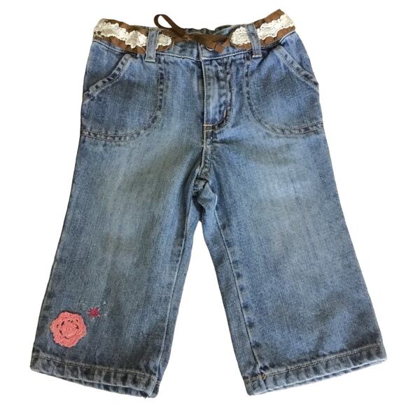 Carter's Short Sleeve Striped Top Genuine Kids from Oshkosh Jeans Girls 12M - Picture 4 of 11